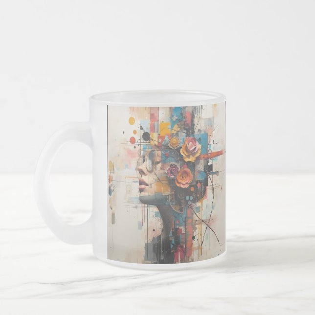 NEON ROSE FROSTED GLASS COFFEE MUG (Left)