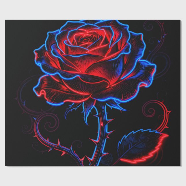 Neon Rose Wrapping Paper (Flat)