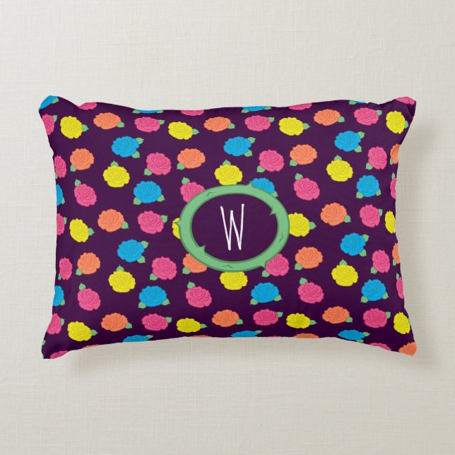 Neon Roses Accent Pillow (Front)