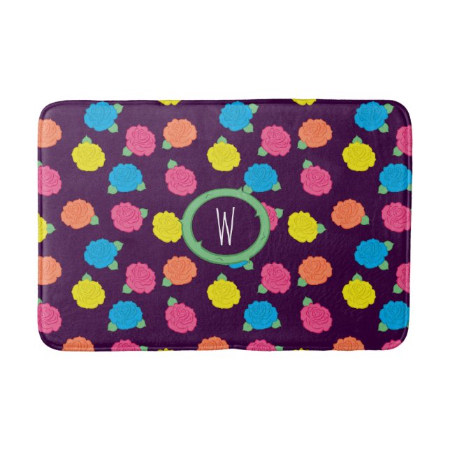 Neon Roses Bath Mat (Front)