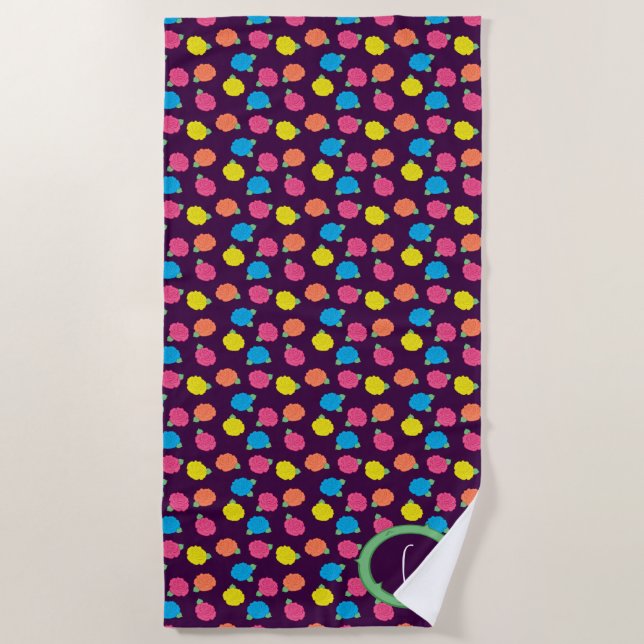 Neon Roses Beach Towel (Front)