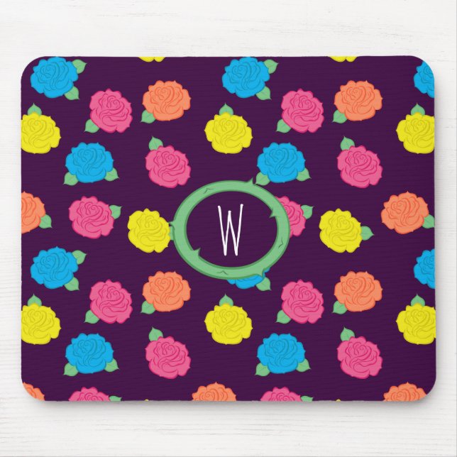 Neon Roses Mouse Pad (Front)