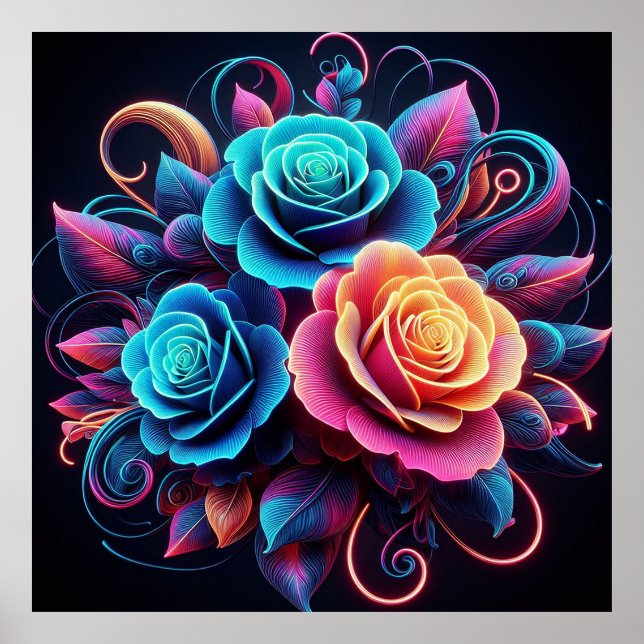 Neon Roses Poster (Front)