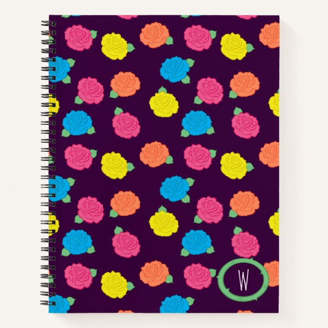 Neon Roses Spiral Notebook (Front)