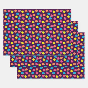 Neon Roses Wrapping Paper Set