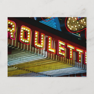 Neon roulette sign at casino, Las Vegas, Nevada Postcard