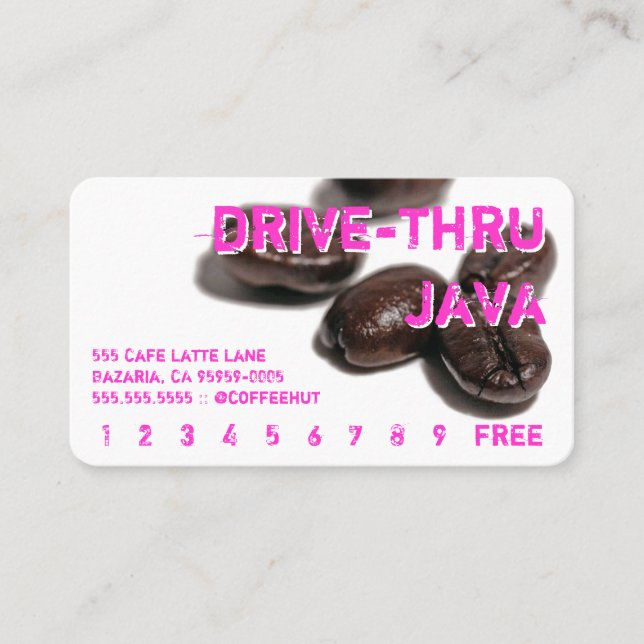 Neon Rounded Coffee Beans Drink Punch Card (Front)