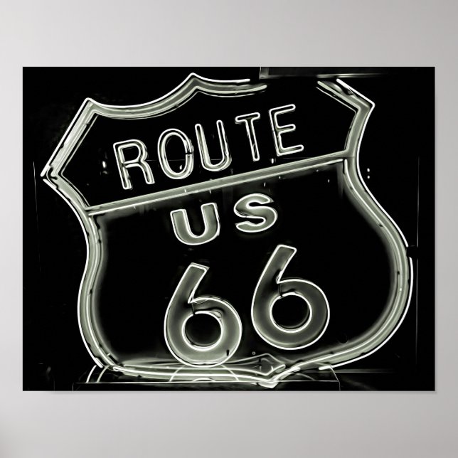Neon "Route 66" Photo Poster (Front)