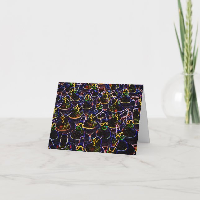 Neon Rubber Ducks Customisable Note Card (Front)