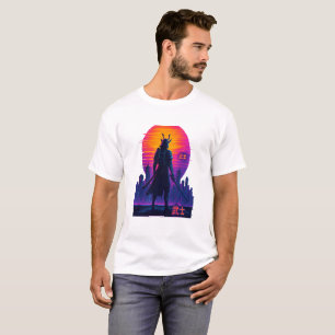 Neon Samurai - Cyberpunk Warrior Art T-Shirt