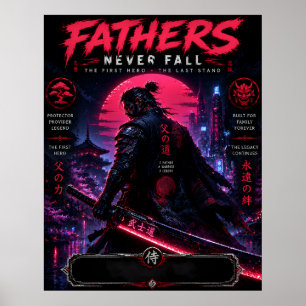 Neon Samurai Dad Poster