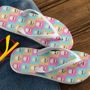 Neon Santa with Sunglasses Colourful Cool Pattern Kid's Flip Flops