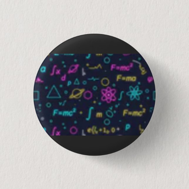 Neon Science & Math Formulas Pin Badge | Physics C (Front)