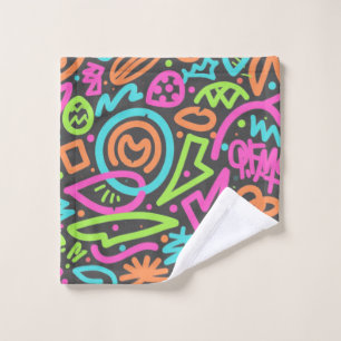 Neon Scribble Splash Towel – Vibrant Retro Pop Bea