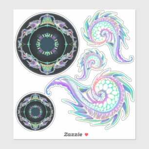 Neon Sea Life Sketched 