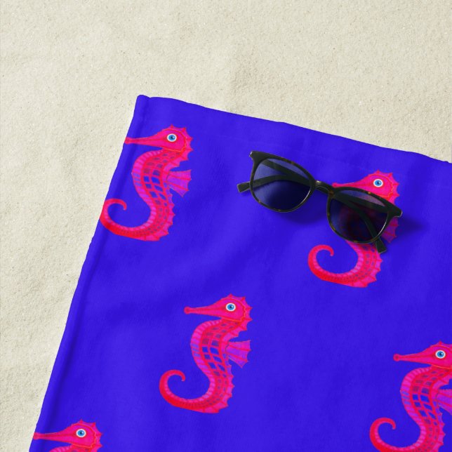 Neon Seahorse Beach Towel (In Situ)