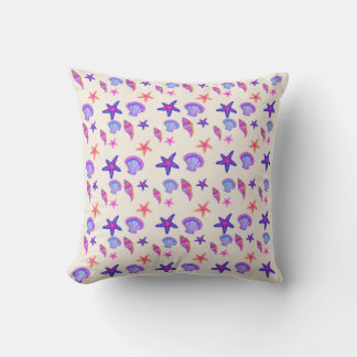 Neon Seashell Mermaidcore Seamless Pattern Cushion