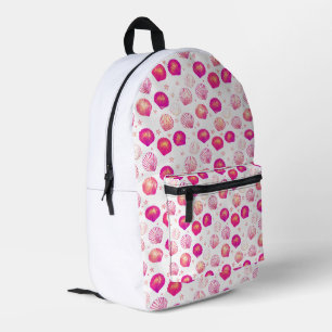 Neon Seashells on Black – Seamless Coastal Pattern Printed Backpack