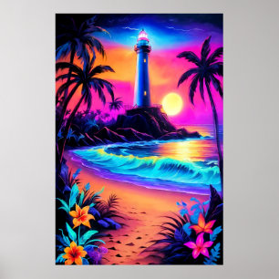 Neon Seaside Beacon 3 Poster