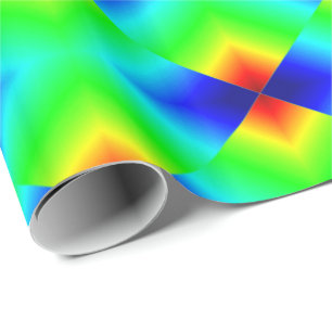 Neon Shapes On Green Wrapping Paper