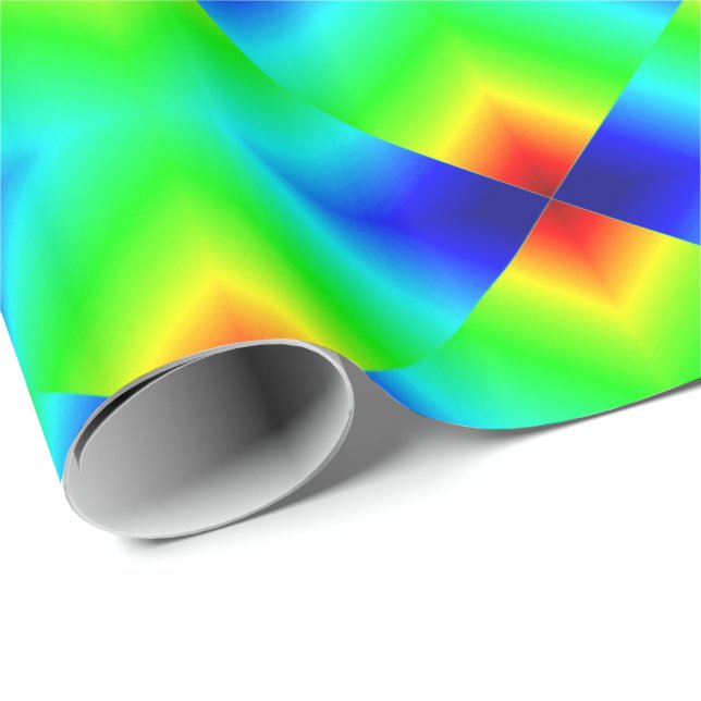 Neon Shapes On Green Wrapping Paper (Roll Corner)
