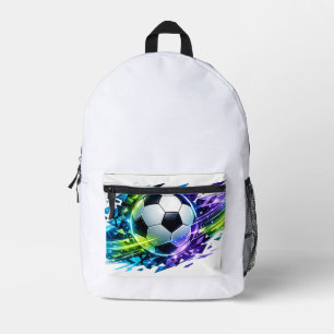 Neon Shattered Abstract Soccer Ball Printed Backpack