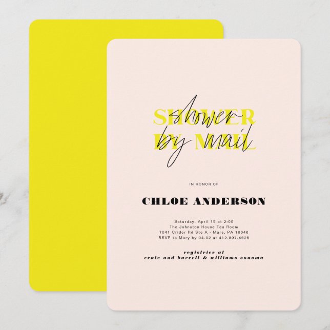 Neon Shower By Mail Bridal Shower Invitation (Front/Back)
