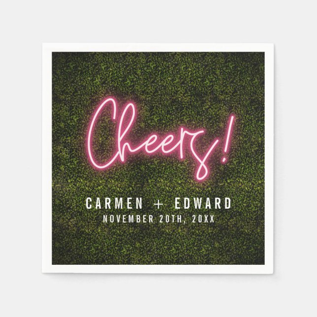 Neon Sign Cheers Wedding Napkin (Front)