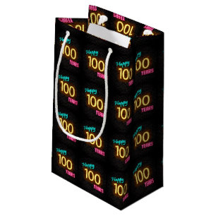 Neon sign for 100th birthday small gift bag