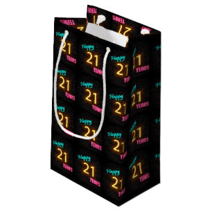 Neon sign for 21st birthday small gift bag