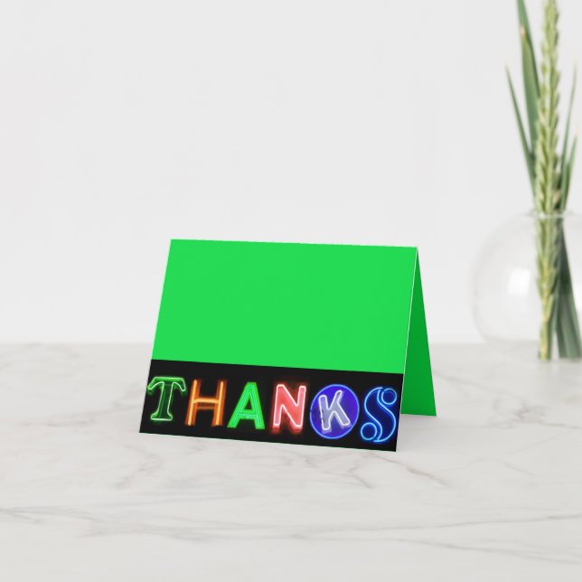 Neon Sign Glow in the Dark Party Thank You Card (Front)