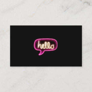 neon sign hello business card