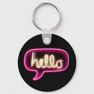 neon sign hello key ring