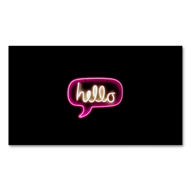 neon sign hello 	Magnetic business card (Front)