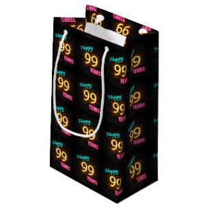 Neon sign on brick for 99th birthday small gift bag
