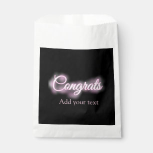 Neon sign pink congrats add text retro 90s revival favour bags