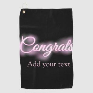 Neon sign pink congrats add text retro 90s revival golf towel