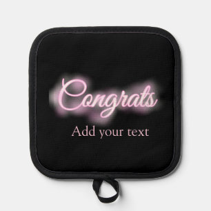 Neon sign pink congrats add text retro 90s revival pot holder