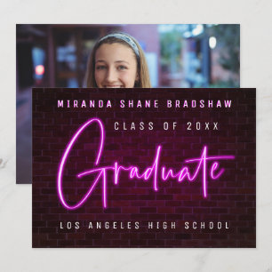 Neon Sign Pink Graduate Photo Backer Announcement