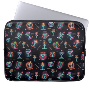 Neon Sign Space Age Atomic Martini Cocktails Print Laptop Sleeve