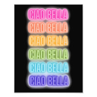 Neon Sign Style Ciao Bella Repeating Rainbow Print