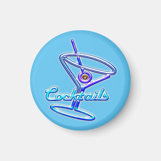 Neon Sign Style Cocktail Glass Magnet (Front)