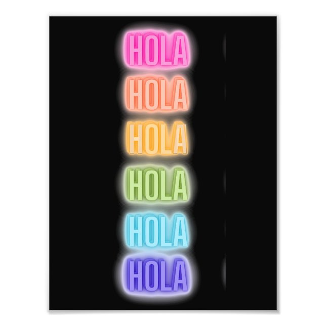 Neon Sign Style Hola Repeating Rainbow Print (Front)