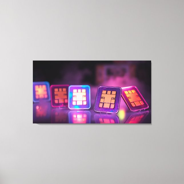 Neon SIM Grid Canvas Print (Front)