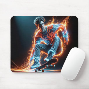 Neon Skateboarder Mouse Mat