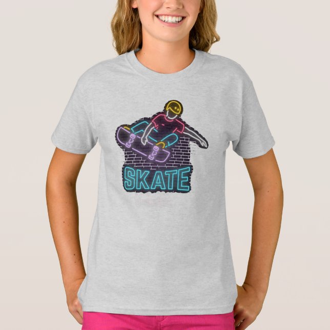 Neon Skateboarder  T-Shirt (Front)