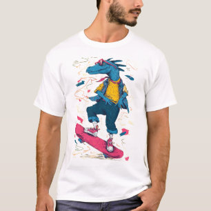Neon Skater Dino – Street Art Illustration T-Shirt