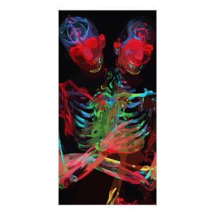 Neon Skeleton Embrace Art Fusion Poster