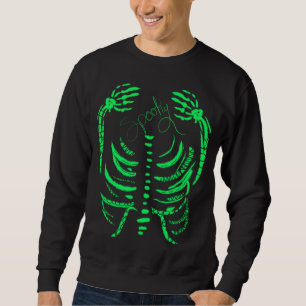 Neon Skeleton Green Spooky Hand Drawn Sweatshirt