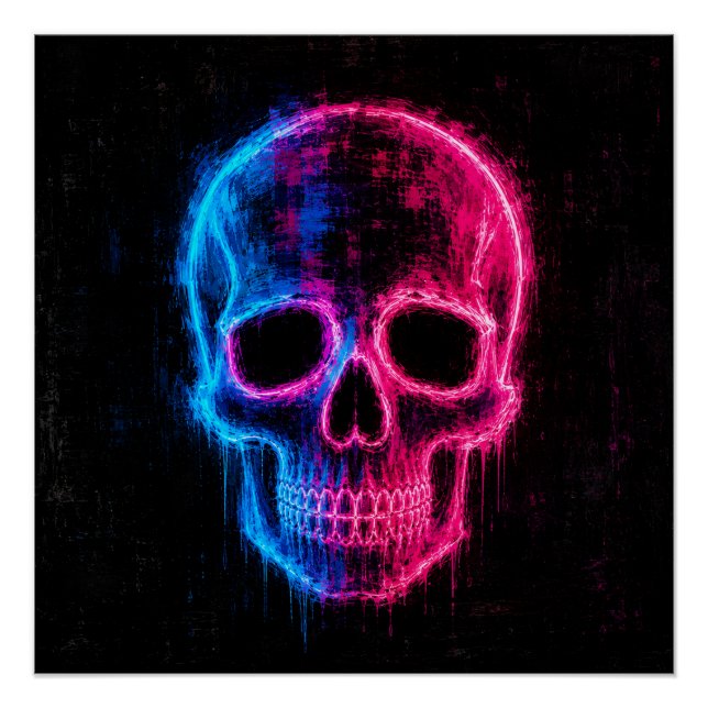 Neon Skull Art Poster (Front)